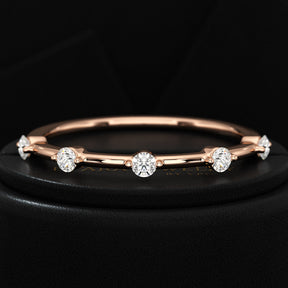 Round Cut Thin Wedding Stacking Band with Lab Grown Diamond