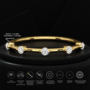 Round Cut Thin Wedding Stacking Band with Lab Grown Diamond