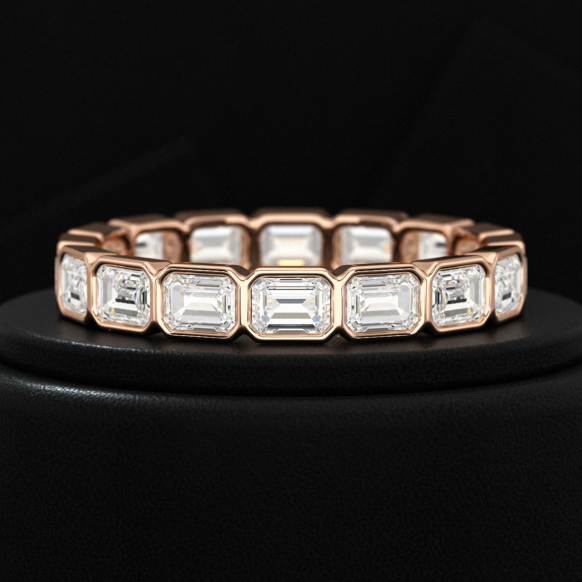 2.25 Carat Emerald Cut Bezel Set Lab Grown Diamond Eternity Band