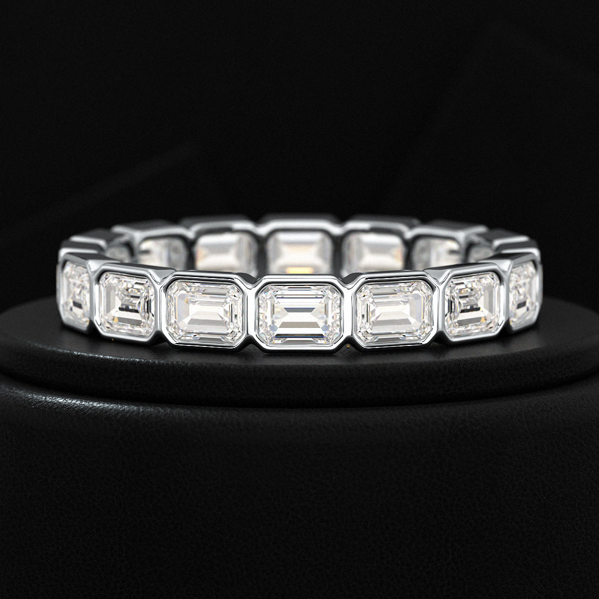 2.25 Carat Emerald Cut Bezel Set Lab Grown Diamond Eternity Band