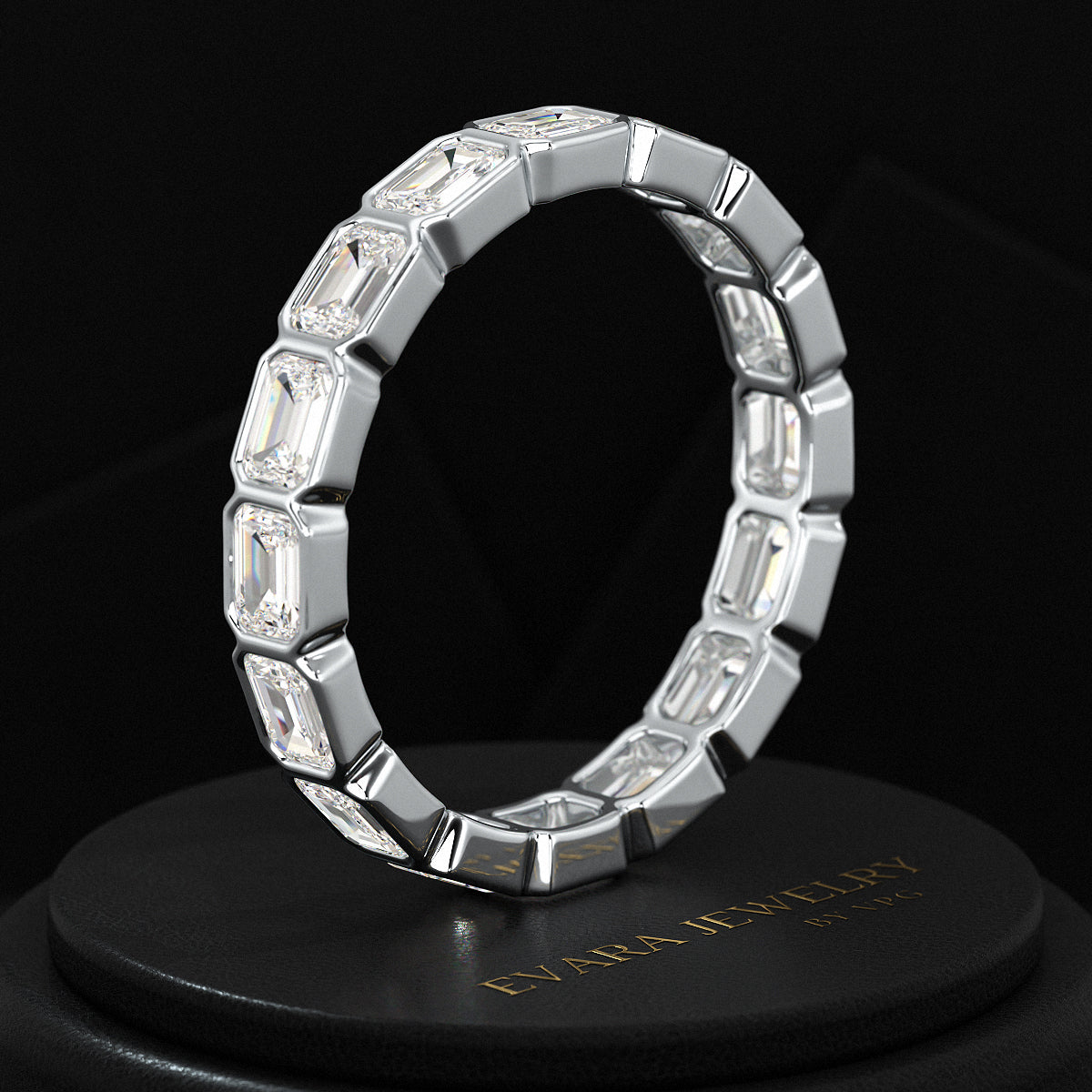 2.25 Carat Emerald Cut Bezel Set Lab Grown Diamond Eternity Band