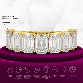 7 Carats Emerald Cut Diamond Minimalist Stacking Band