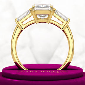 3 Carat Emerald Cut Lab Grown Diamond 3 Stone Ring