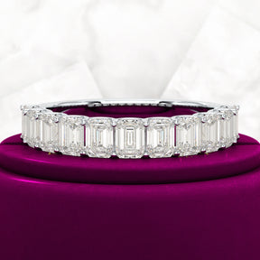 2 Carat Emerald Cut Diamond Narrowed Half Eternity Wedding Band