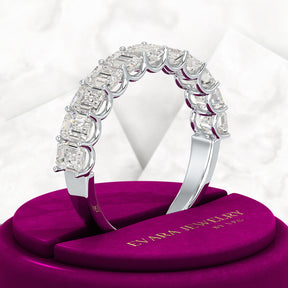 2 Carat Emerald Cut Diamond Narrowed Half Eternity Wedding Band