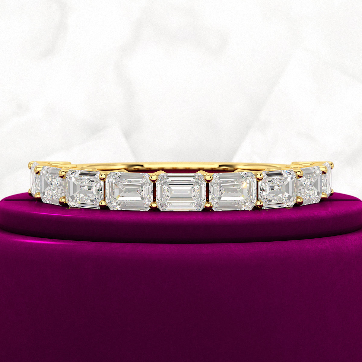 East West Luxury Emerald Cut Diamond Wedding Band