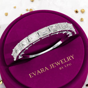 East West Luxury Emerald Cut Diamond Wedding Band