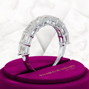 East West Luxury Emerald Cut Diamond Wedding Band