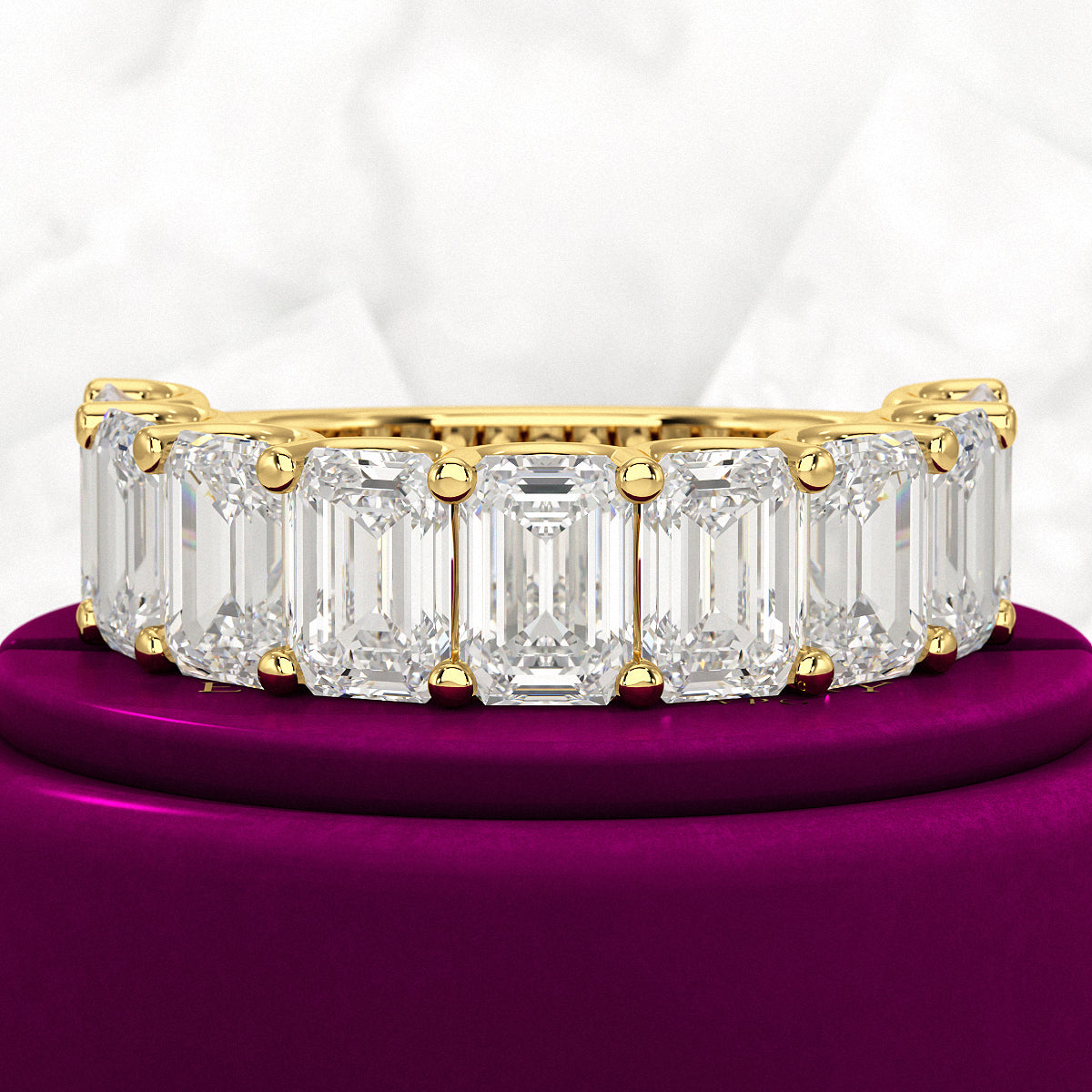 7 Carats Emerald Cut Diamond Minimalist Stacking Band