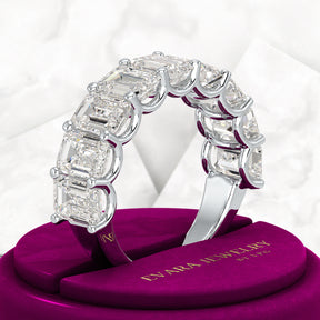 7 Carats Emerald Cut Diamond Minimalist Stacking Band