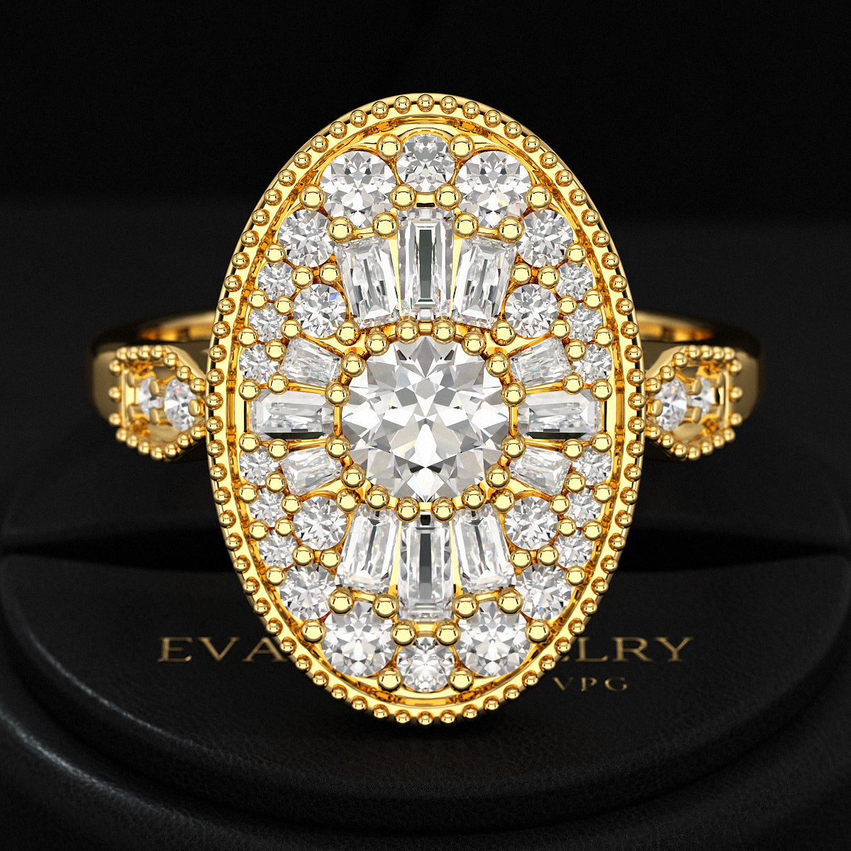 Oval Vintage Diamond Mosaic Ring