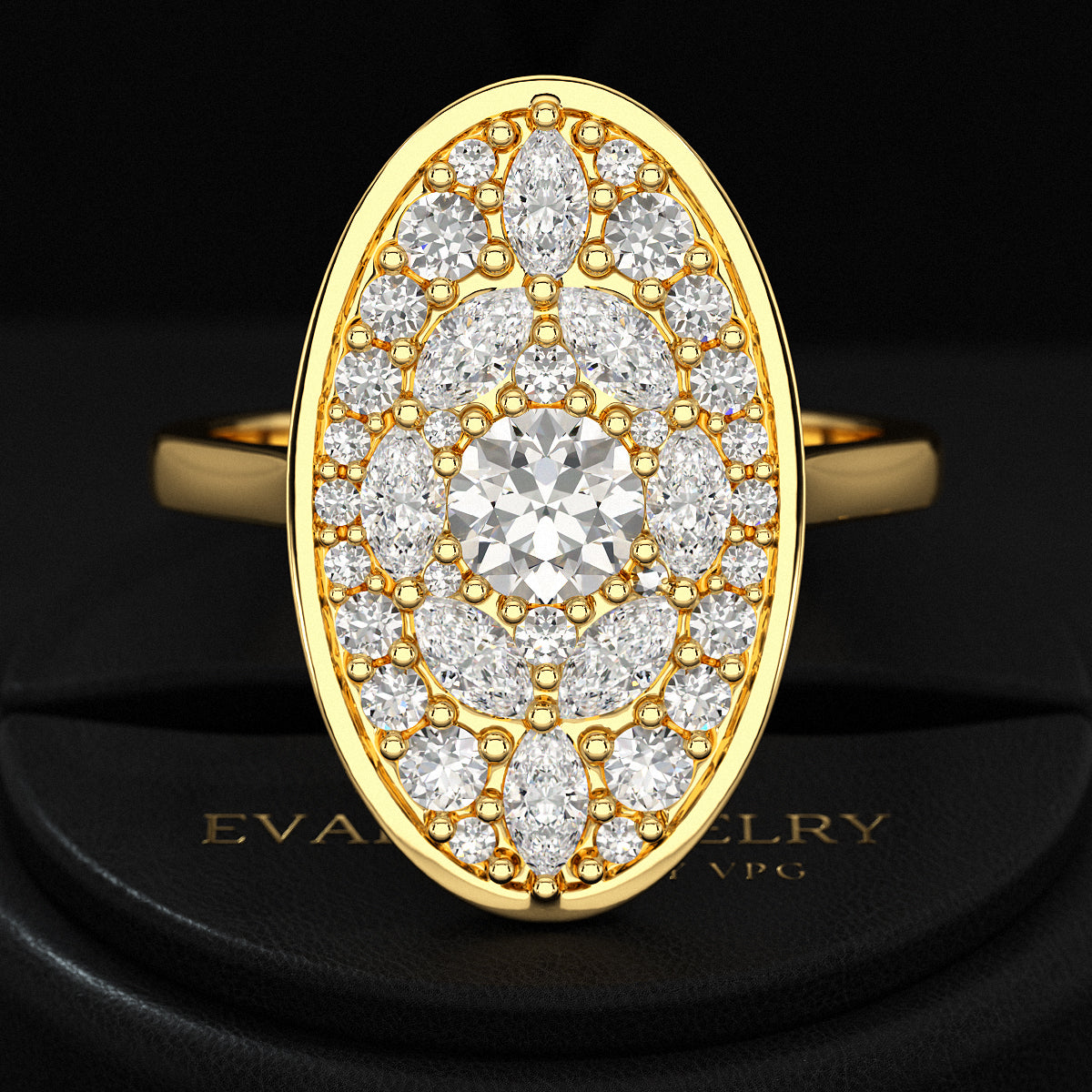 Oval Shape Diamond Mosaic Proposal Ring