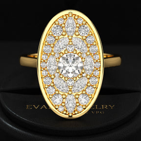 Oval Shape Diamond Mosaic Proposal Ring