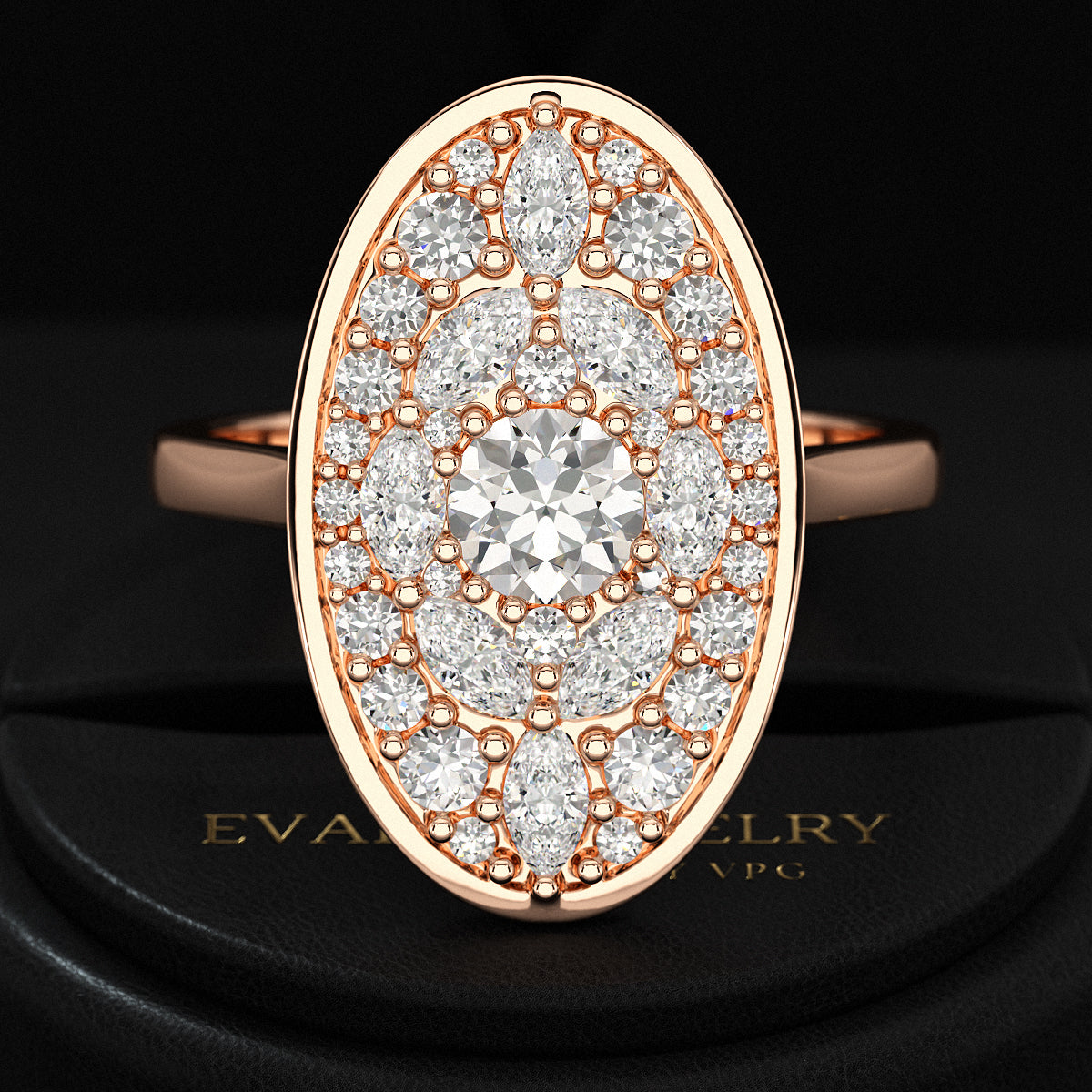 Oval Shape Diamond Mosaic Proposal Ring