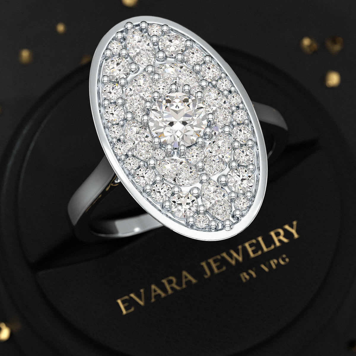 Oval Shape Diamond Mosaic Proposal Ring