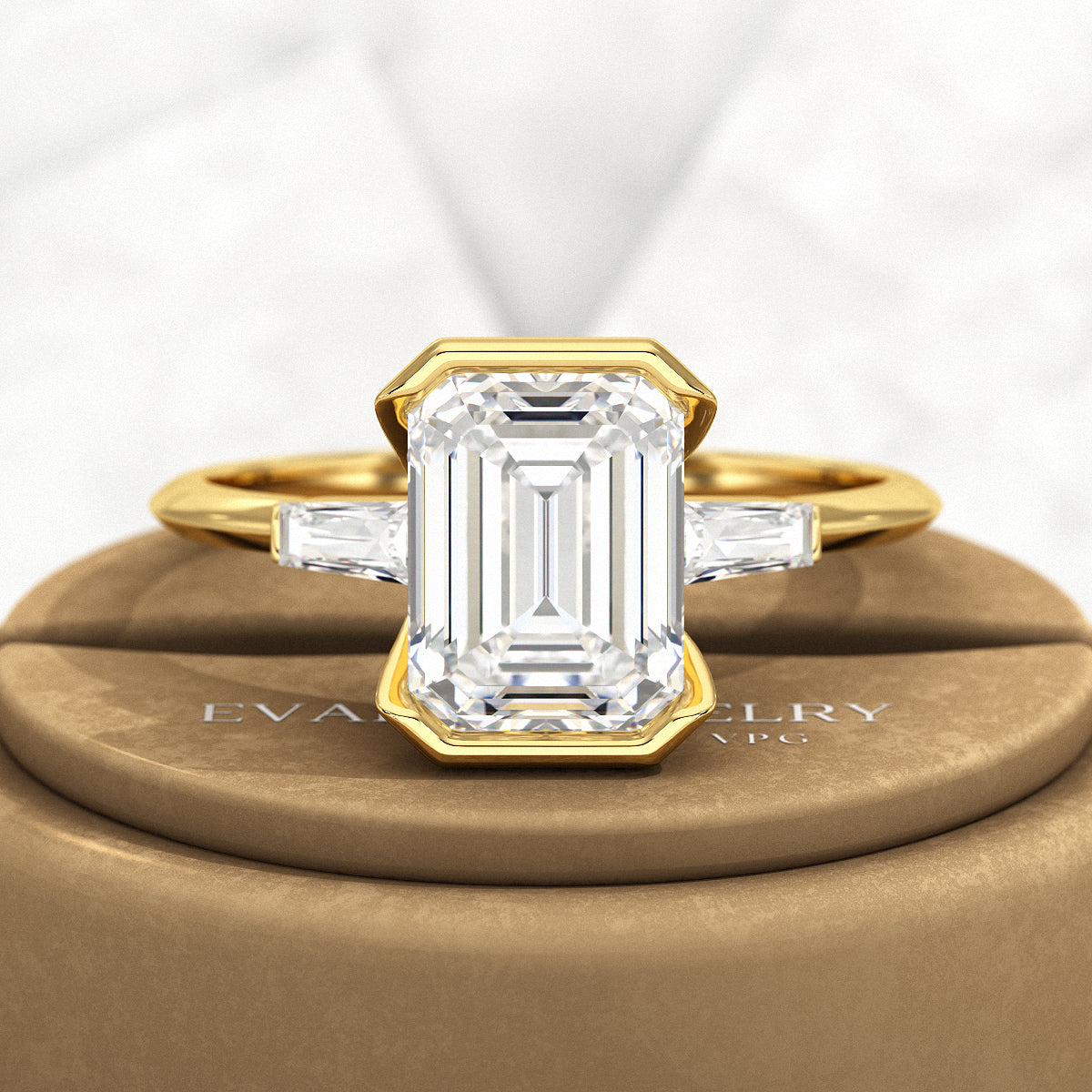 2 Carat Emerald Cut Lab Grown Diamond Anniversary Ring