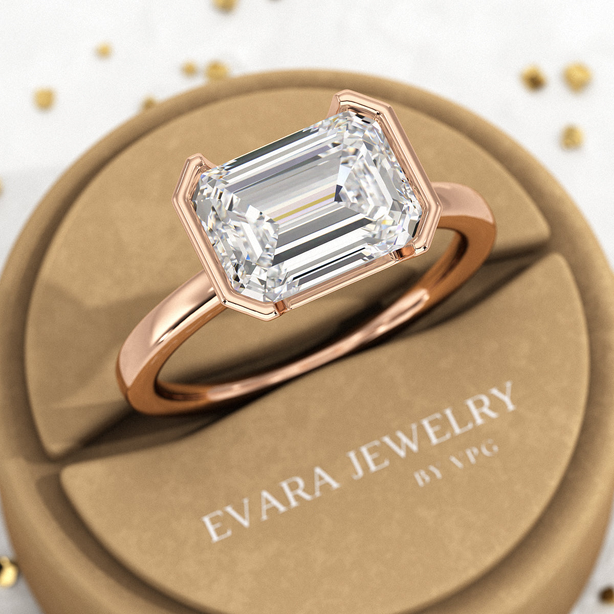 3 Carat Emerald Cut East West Anniversary Ring