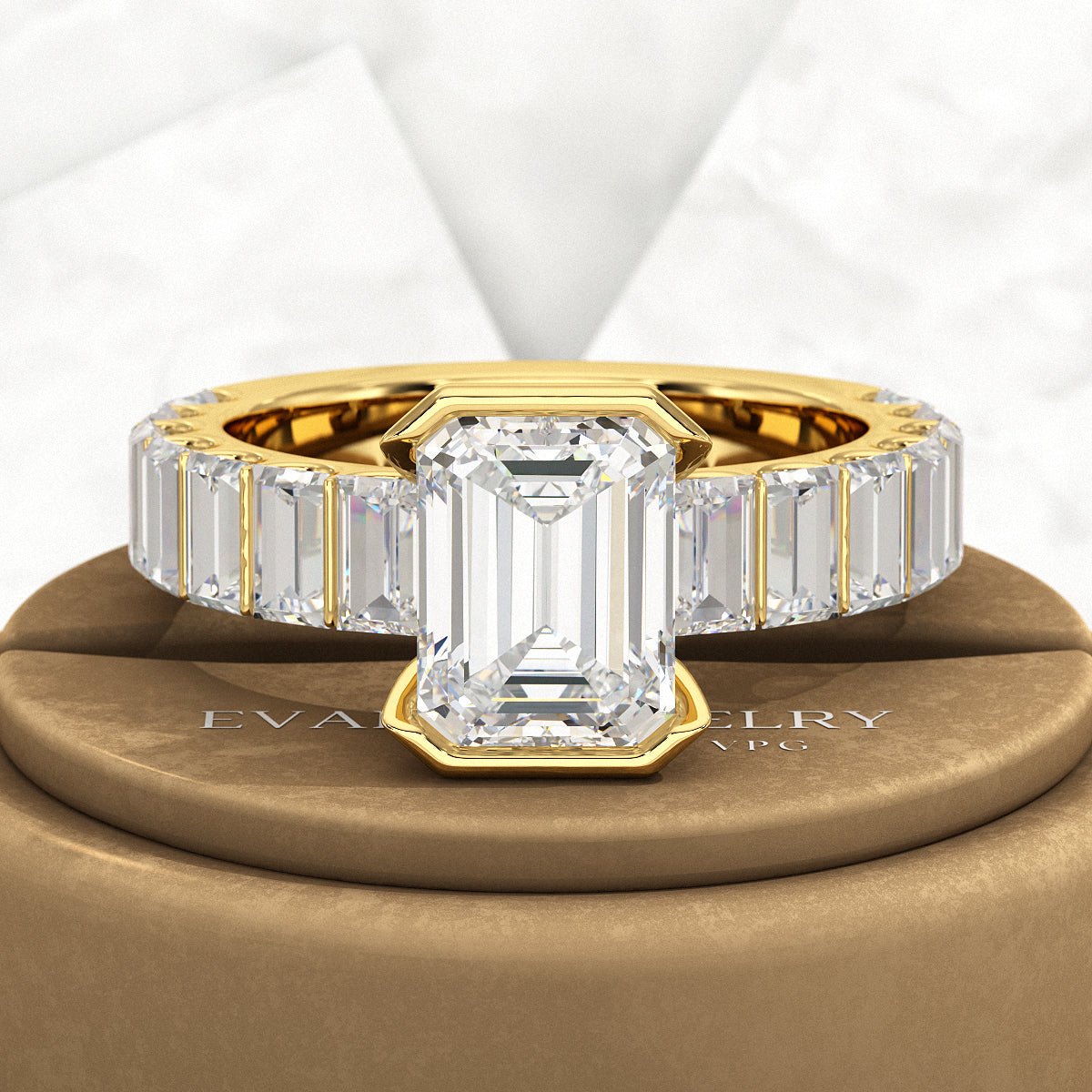 Luxury Diamond 4.52 Carat Emerald Cut Wedding Band