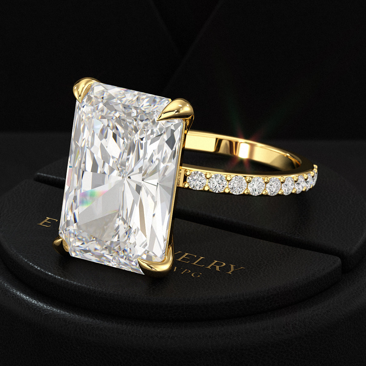 HUGE 9 Carat Radiant Cut Diamond Engagement Ring