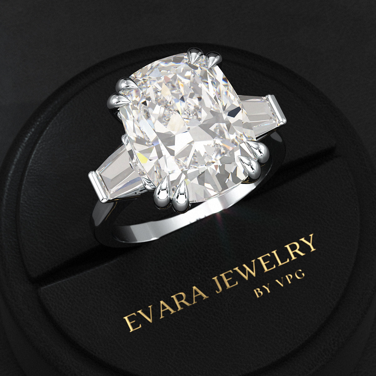 10 Carat Elongated Cushion Cut Diamond Engagement Ring