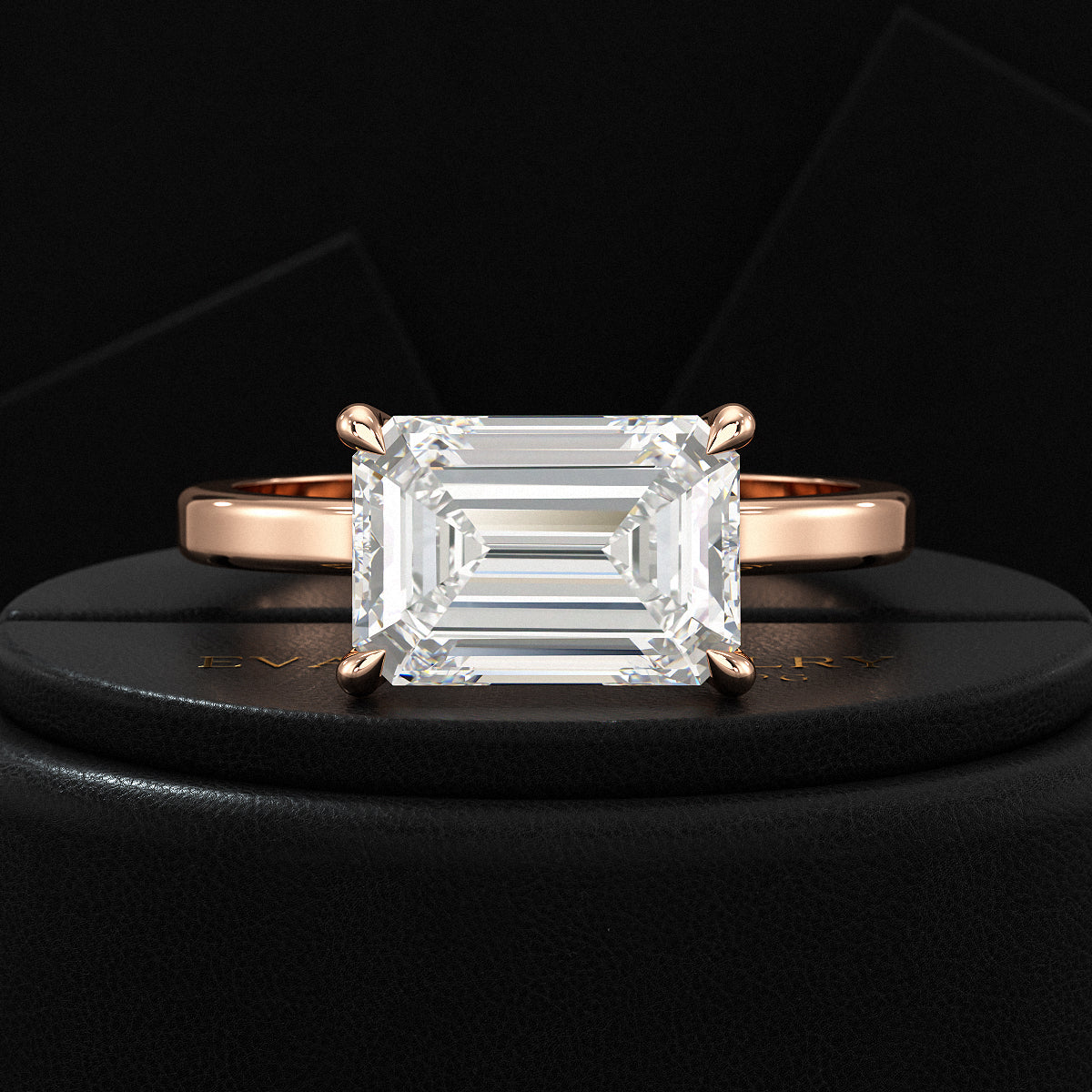 3 Carat Emerald Cut Diamond East West Engagement Ring