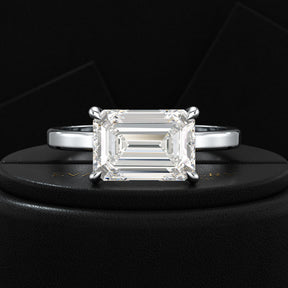 3 Carat Emerald Cut Diamond East West Engagement Ring