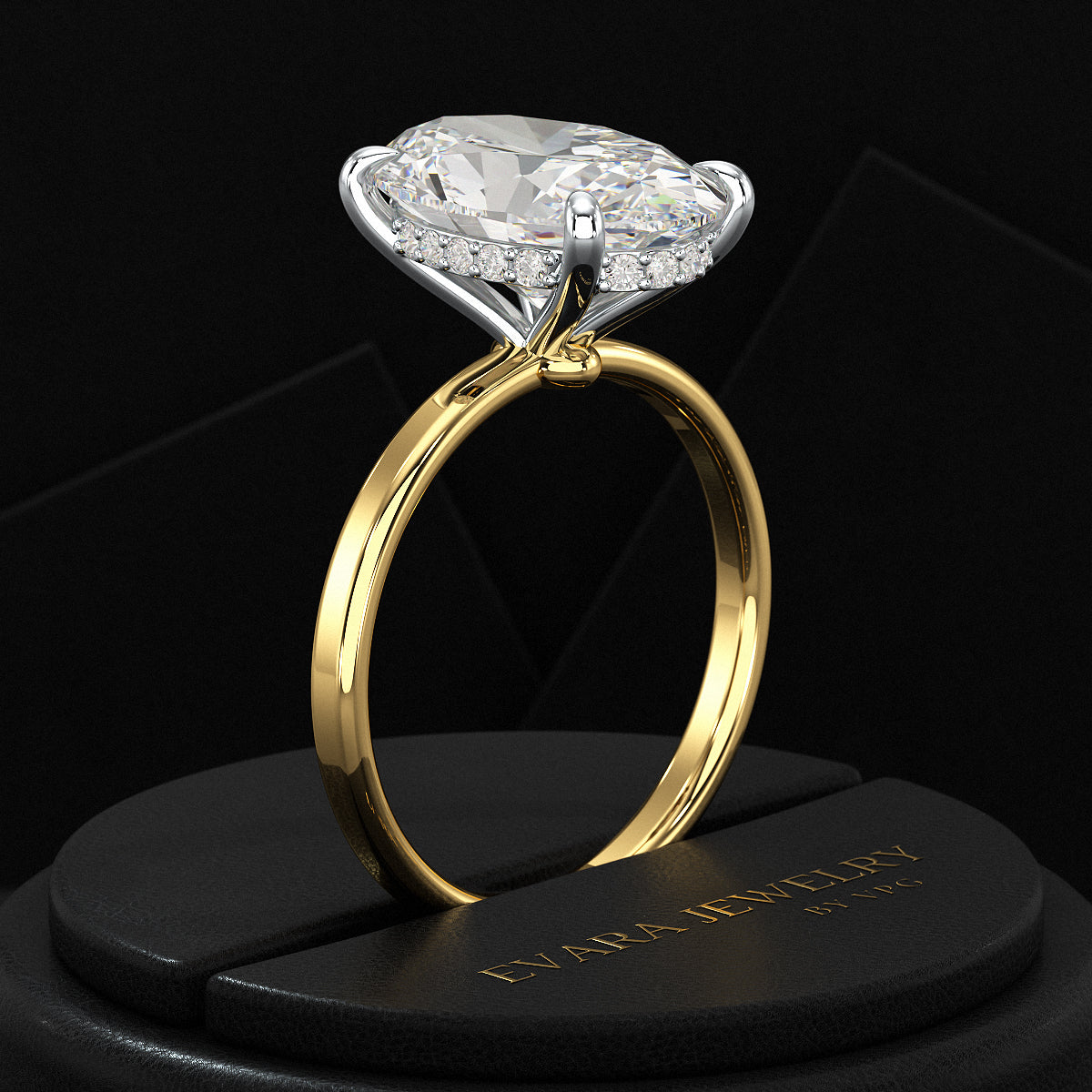 4 Carat Oval Cut Diamond Two Tone Engagement Ring