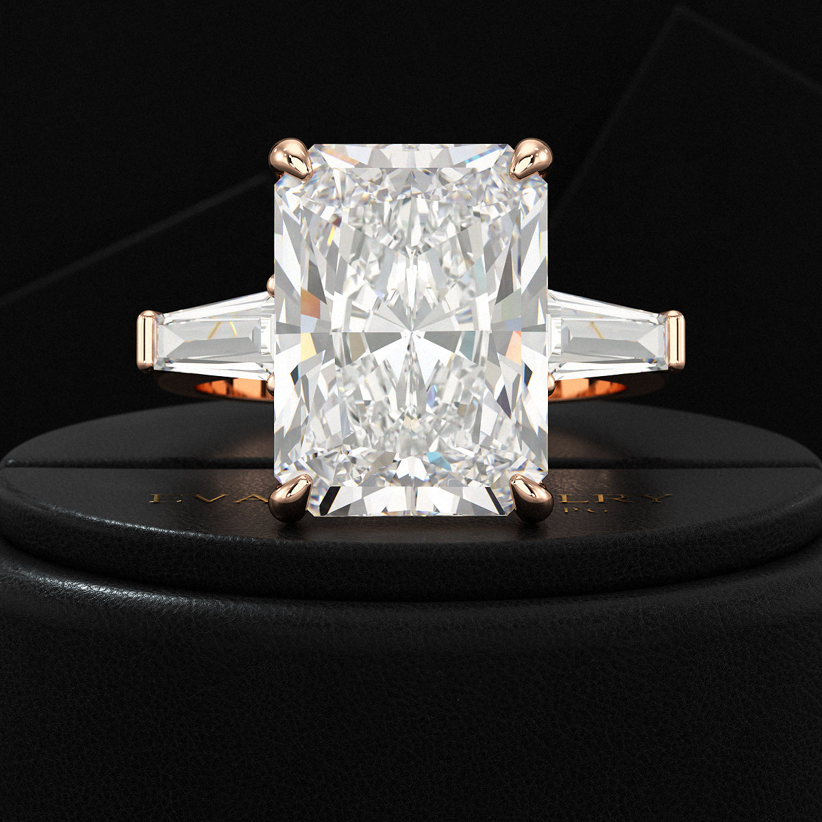 7 Carat Radiant Cut Diamond Three Stone Engagement Ring