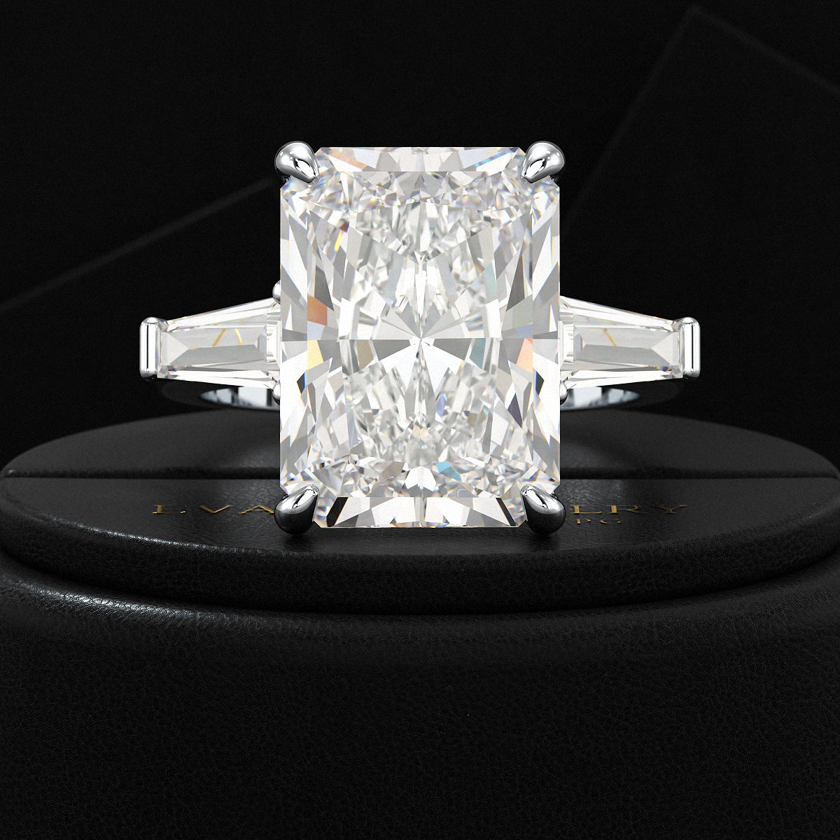 7 Carat Radiant Cut Diamond Three Stone Engagement Ring