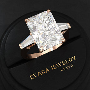 7 Carat Radiant Cut Diamond Three Stone Engagement Ring