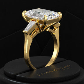 7 Carat Radiant Cut Diamond Three Stone Engagement Ring