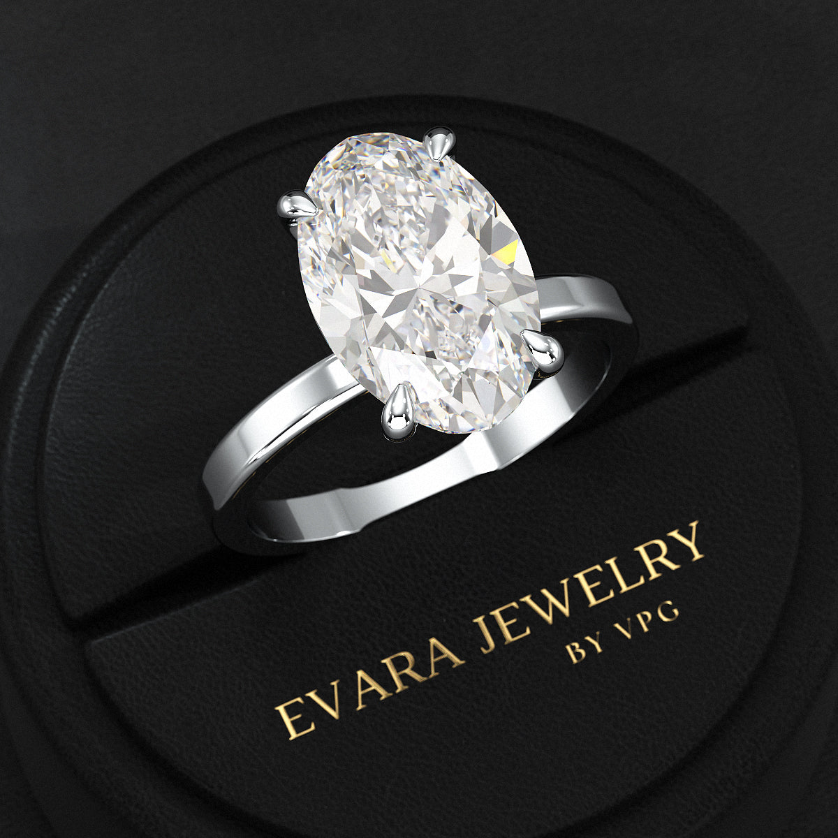 4 Carat Oval Cut Diamond Engagement Ring