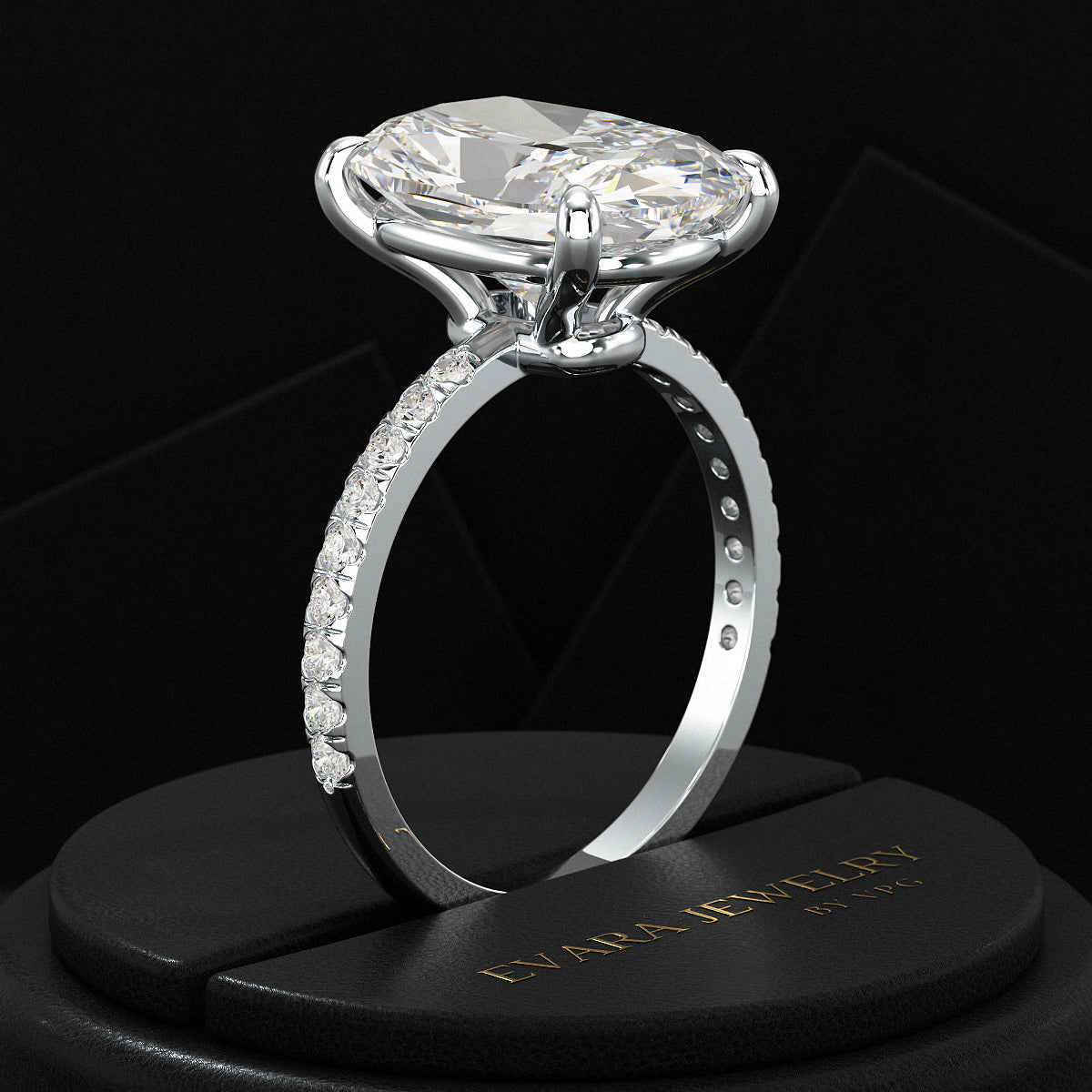 5 Carat Elongated Cushion Cut Diamond Wedding Ring