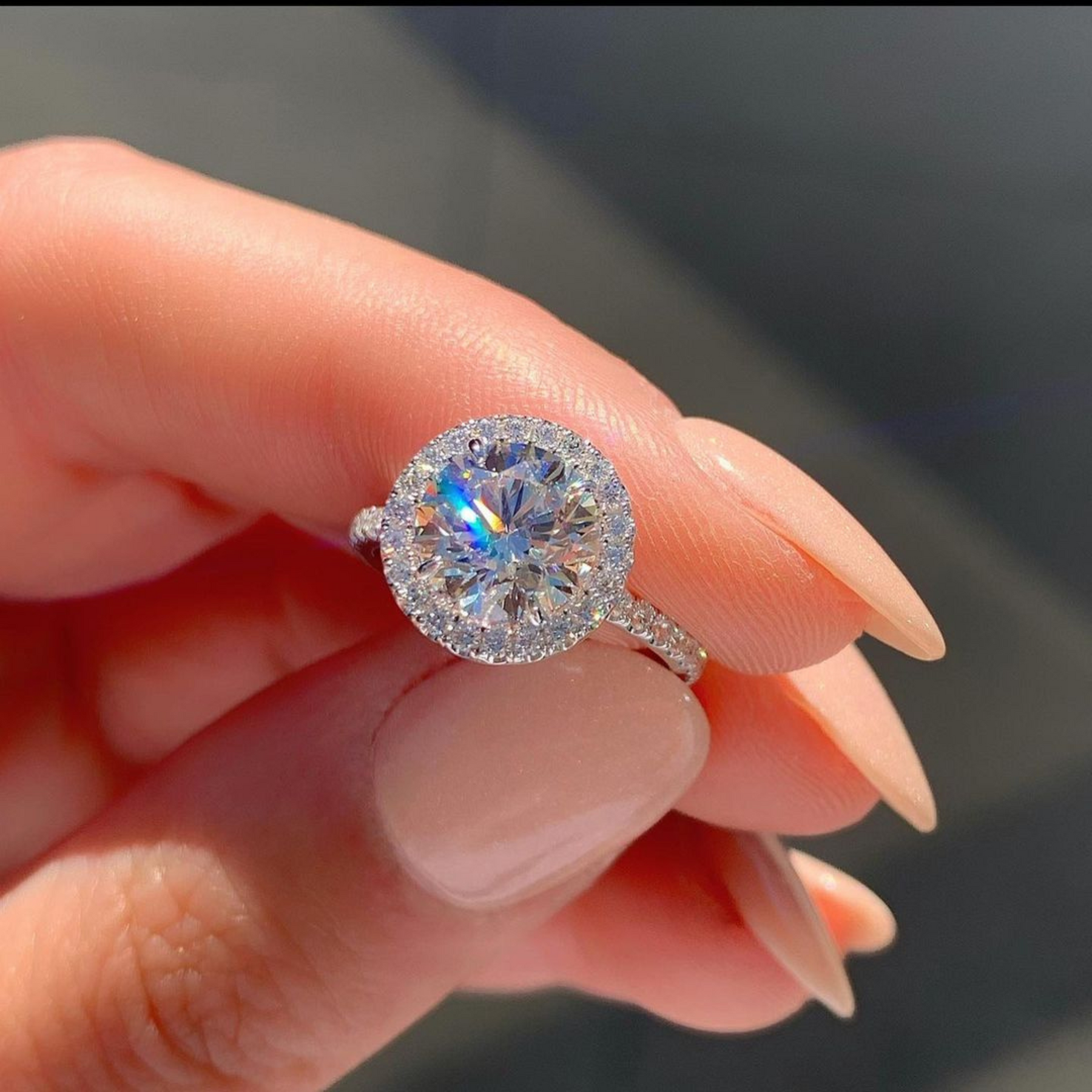 2 Carat Round Cut Halo Diamond Classic Engagement Ring