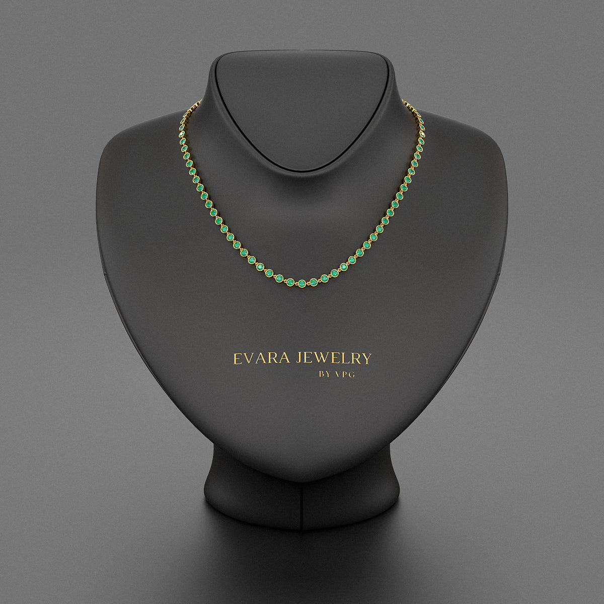 9.36 Carats Natural Emerald Choker Necklace in 14K Gold