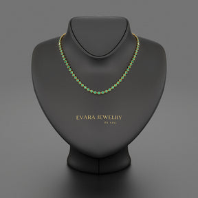 9.36 Carats Natural Emerald Choker Necklace in 14K Gold