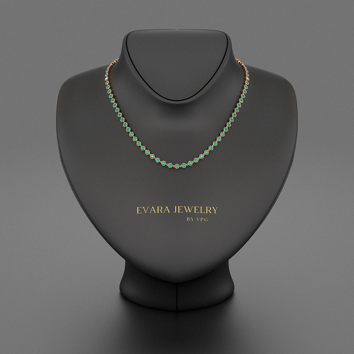 9.36 Carats Natural Emerald Choker Necklace in 14K Gold