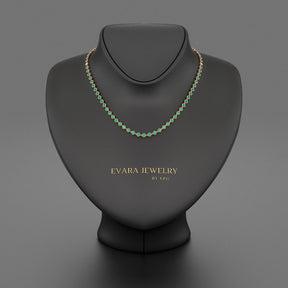 9.36 Carats Natural Emerald Choker Necklace in 14K Gold