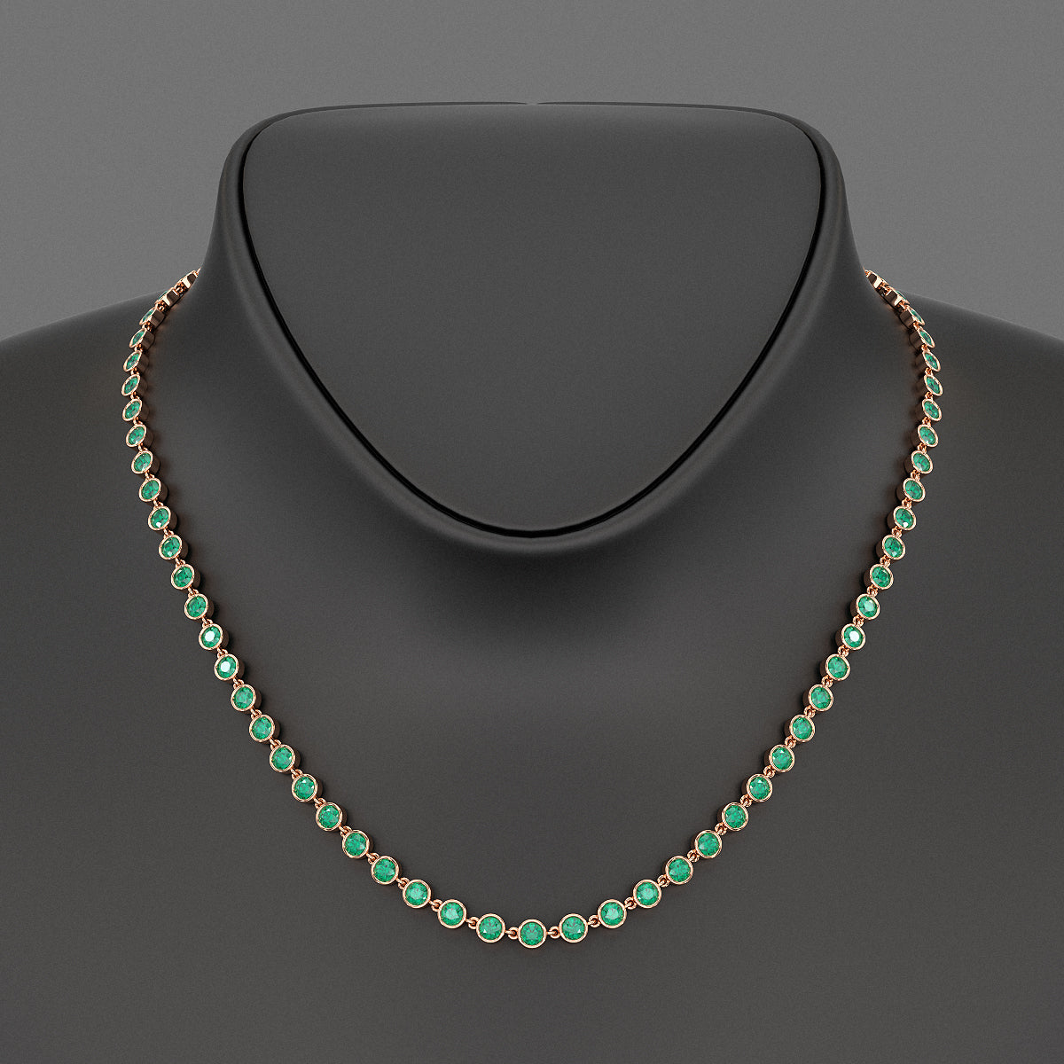 9.36 Carats Natural Emerald Choker Necklace in 14K Gold