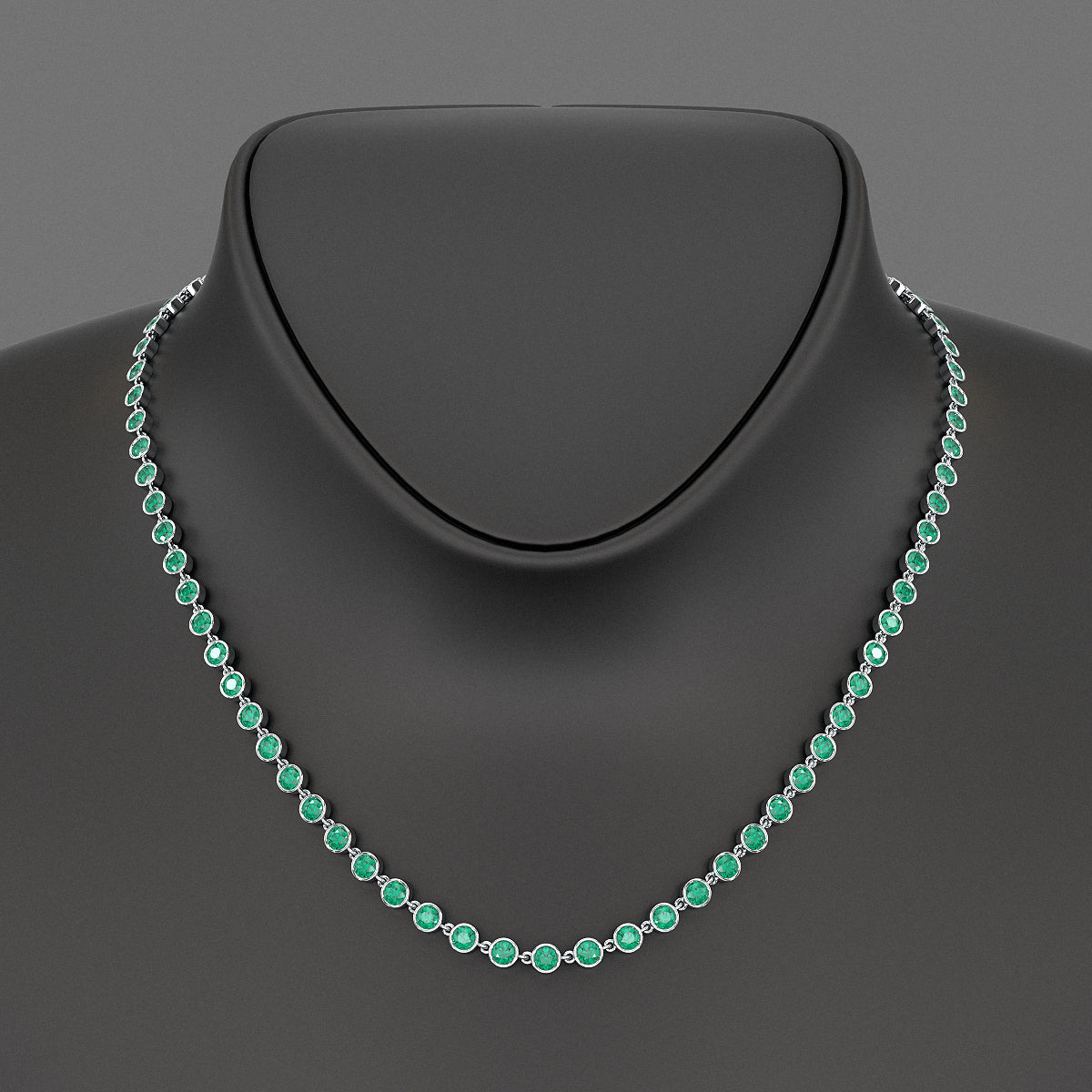 9.36 Carats Natural Emerald Choker Necklace in 14K Gold