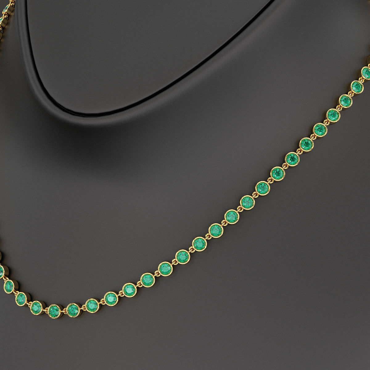 9.36 Carats Natural Emerald Choker Necklace in 14K Gold