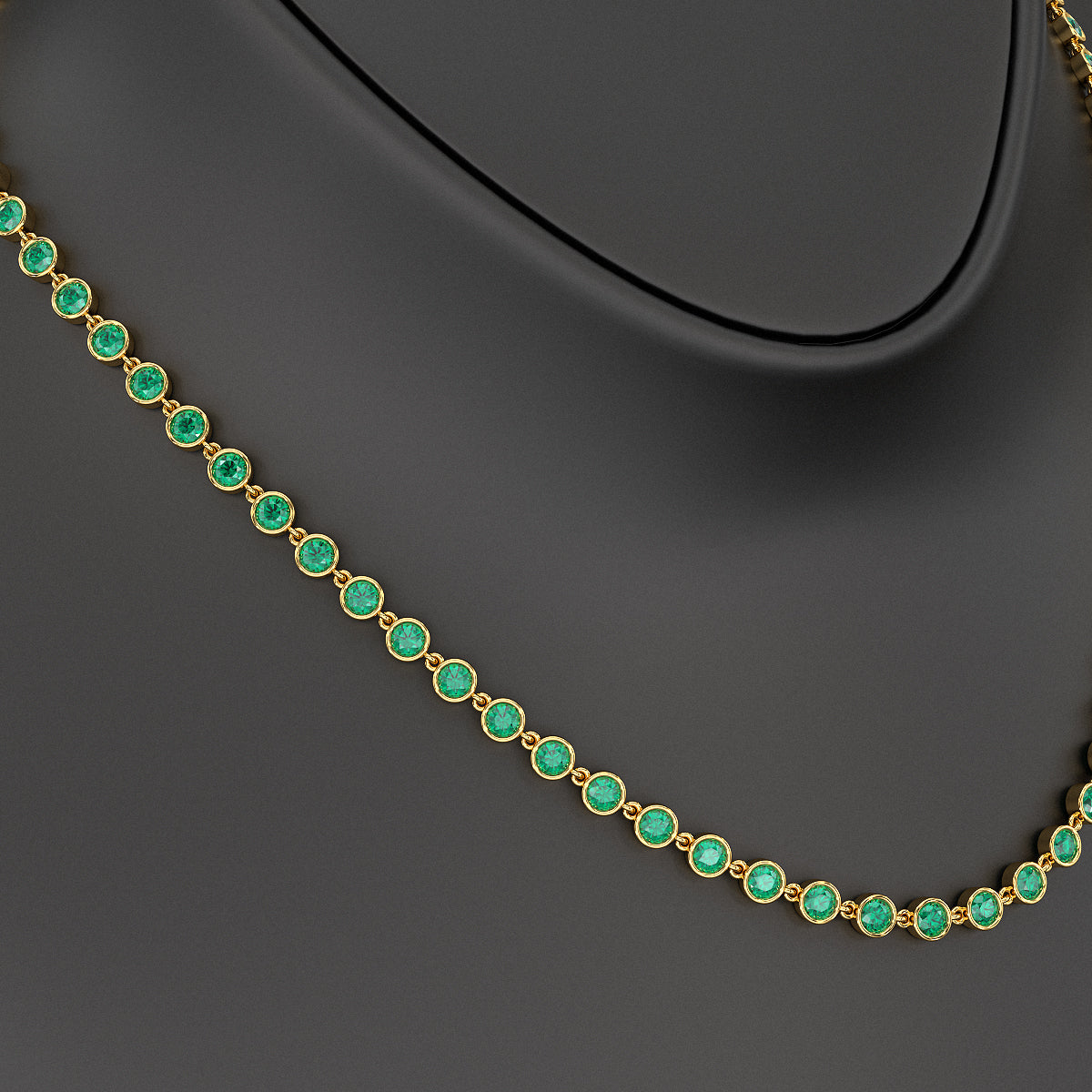 9.36 Carats Natural Emerald Choker Necklace in 14K Gold