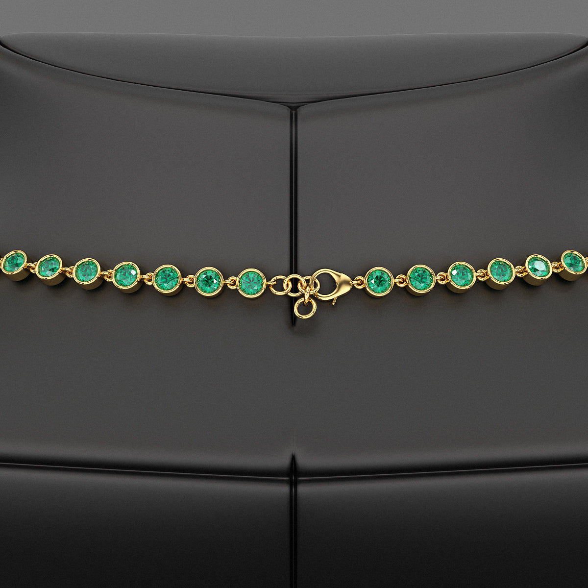 9.36 Carats Natural Emerald Choker Necklace in 14K Gold