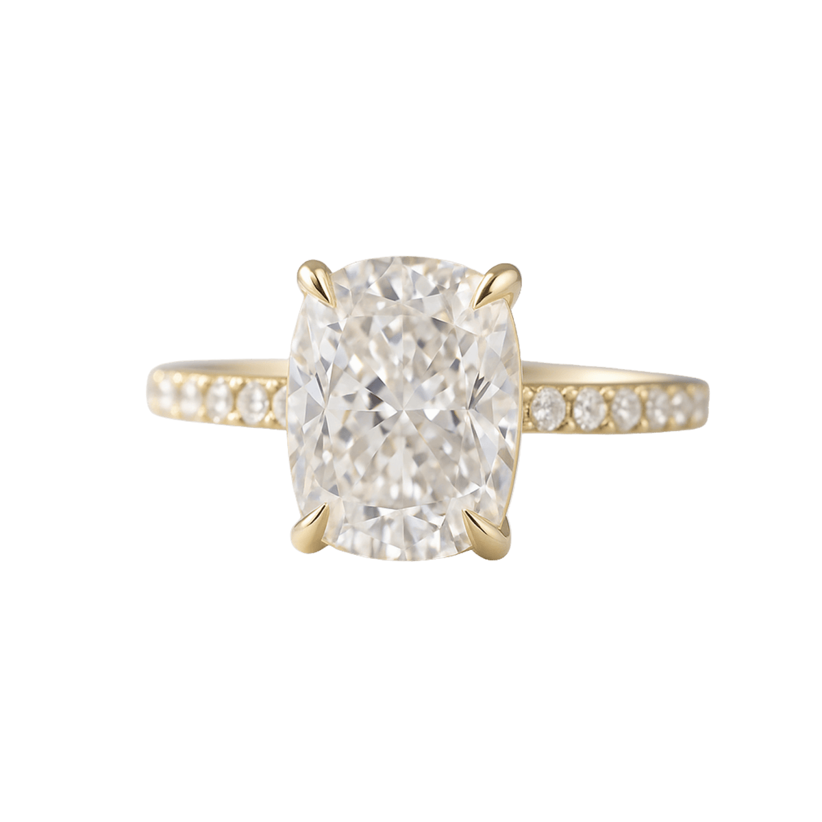 3 Carat Cushion Cut Diamond Engagement Ring with Pave Band