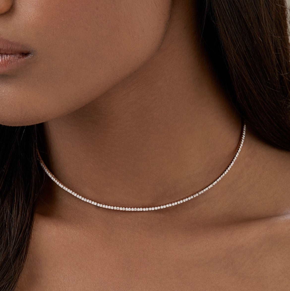 Luxury Diamond Tennis Necklace - 14K/18K White Gold Lab Grown Diamond Choker