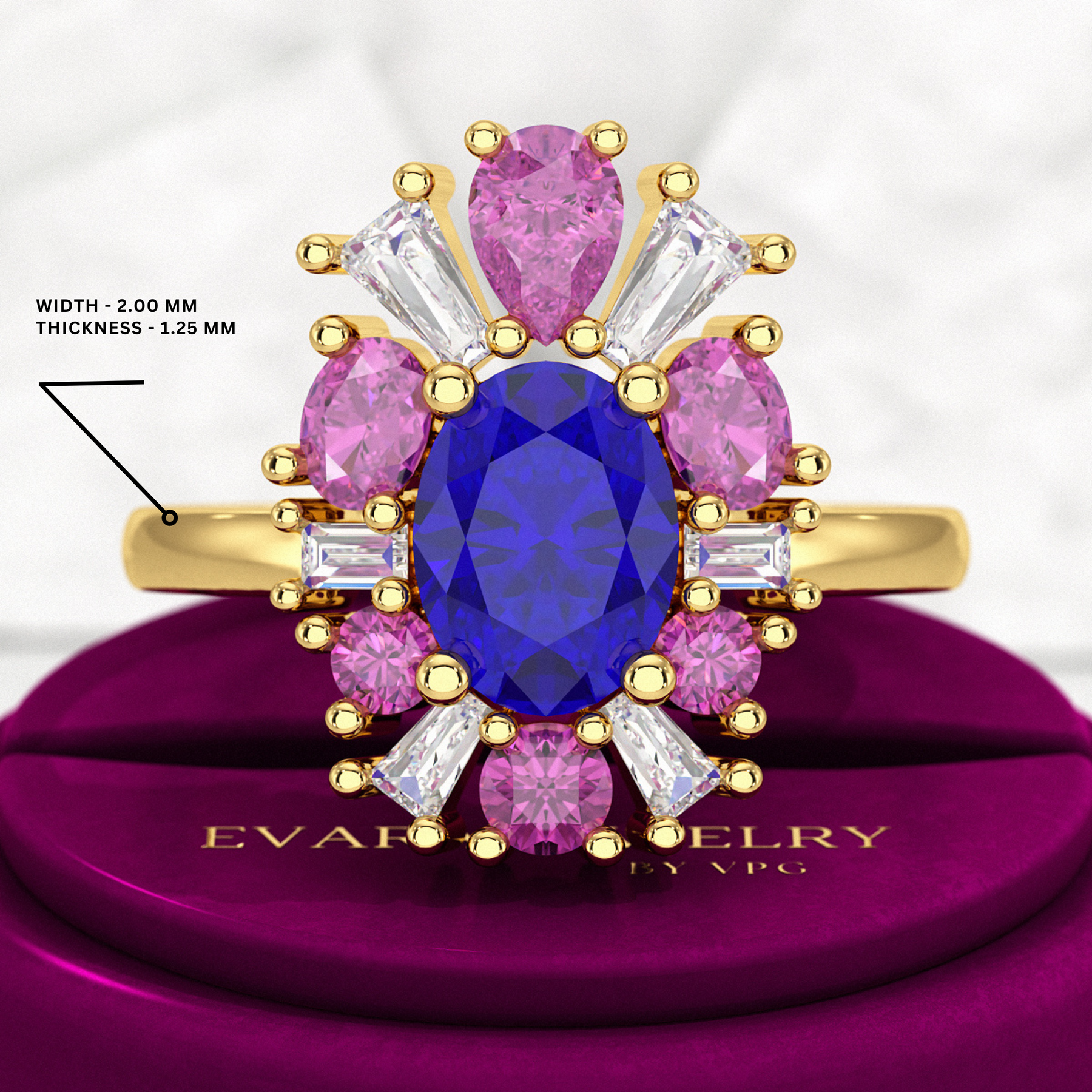 Tanzanite Tourmaline & Diamond Victorian Era Engagement Ring