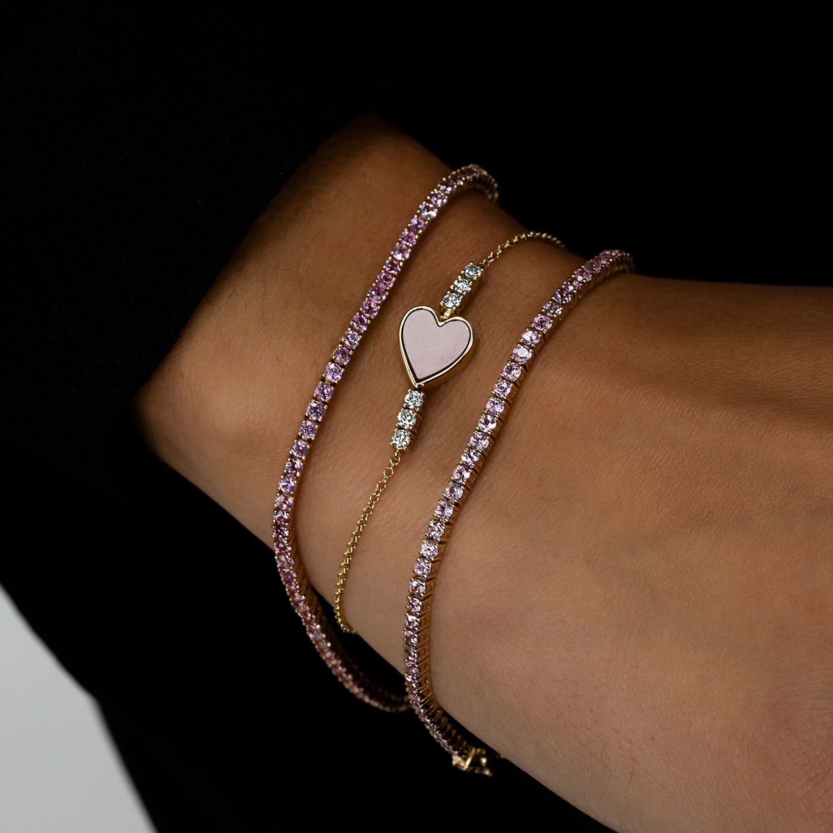 Natural Pink Sapphire Tennis Bracelet in 14K/18K Gold / September Birthstone Bracelet