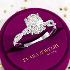 2 Carat Oval Diamond Nature Inspired Minimalist Engagement Ring