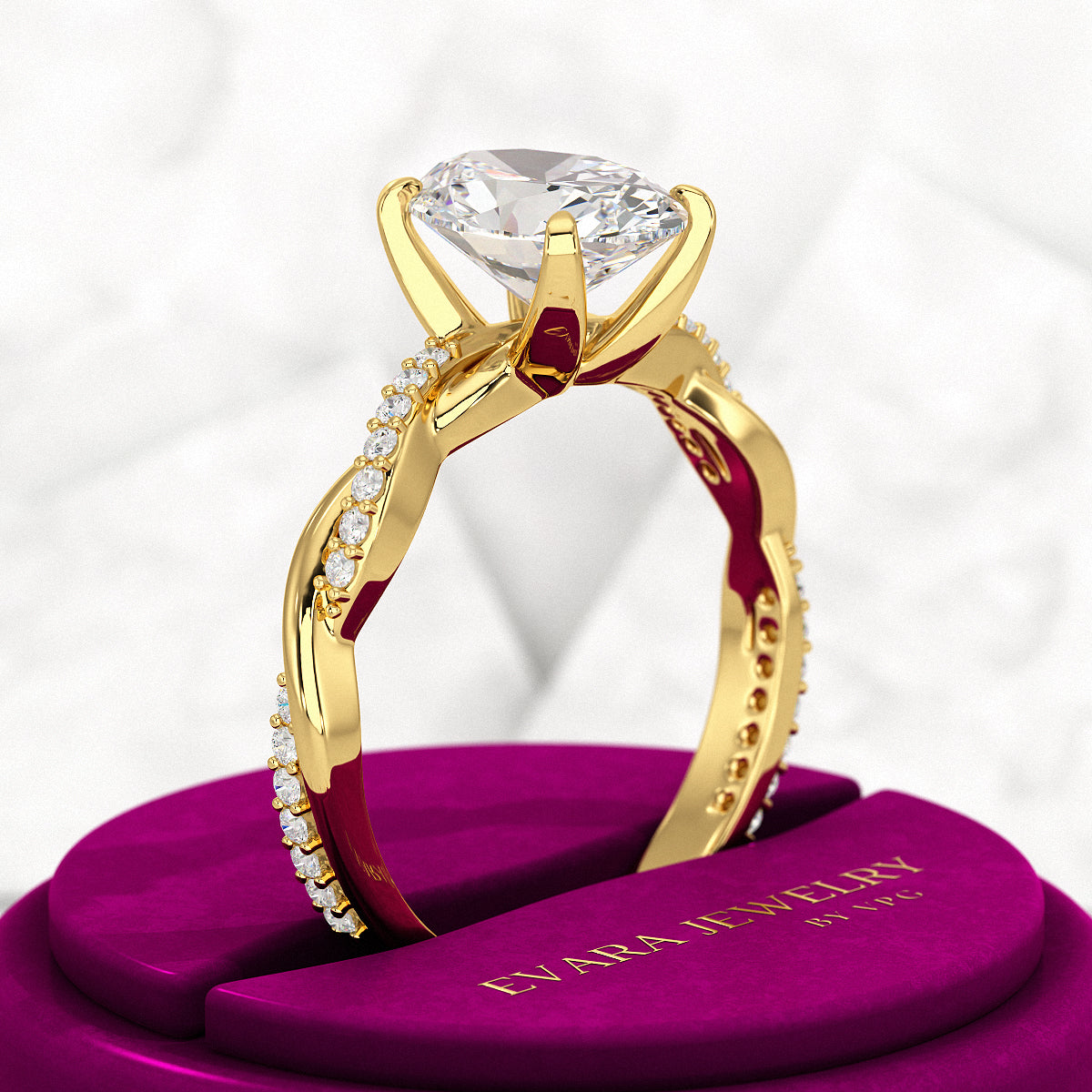 2 Carat Oval Diamond Nature Inspired Minimalist Engagement Ring