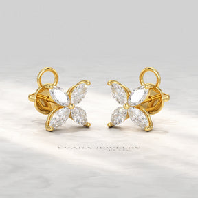 "Luxury lab-grown diamond stud earrings in a floral design"